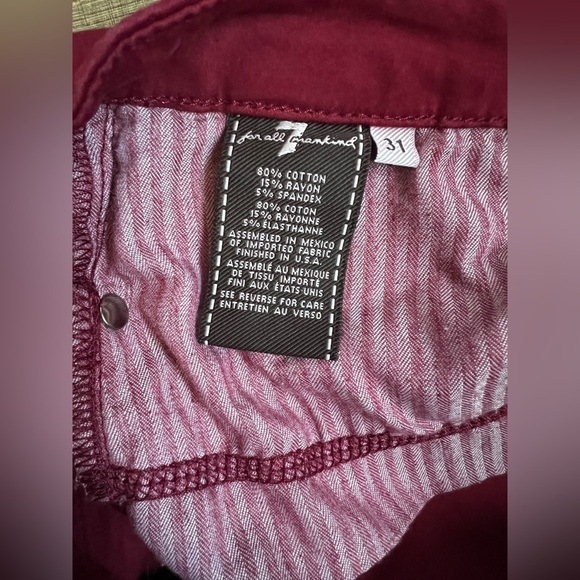7 For All Mankind® Ankle Extreme Grind Hem‎ Pants, Ruby, SIZE 31 - Picture 6 of 9